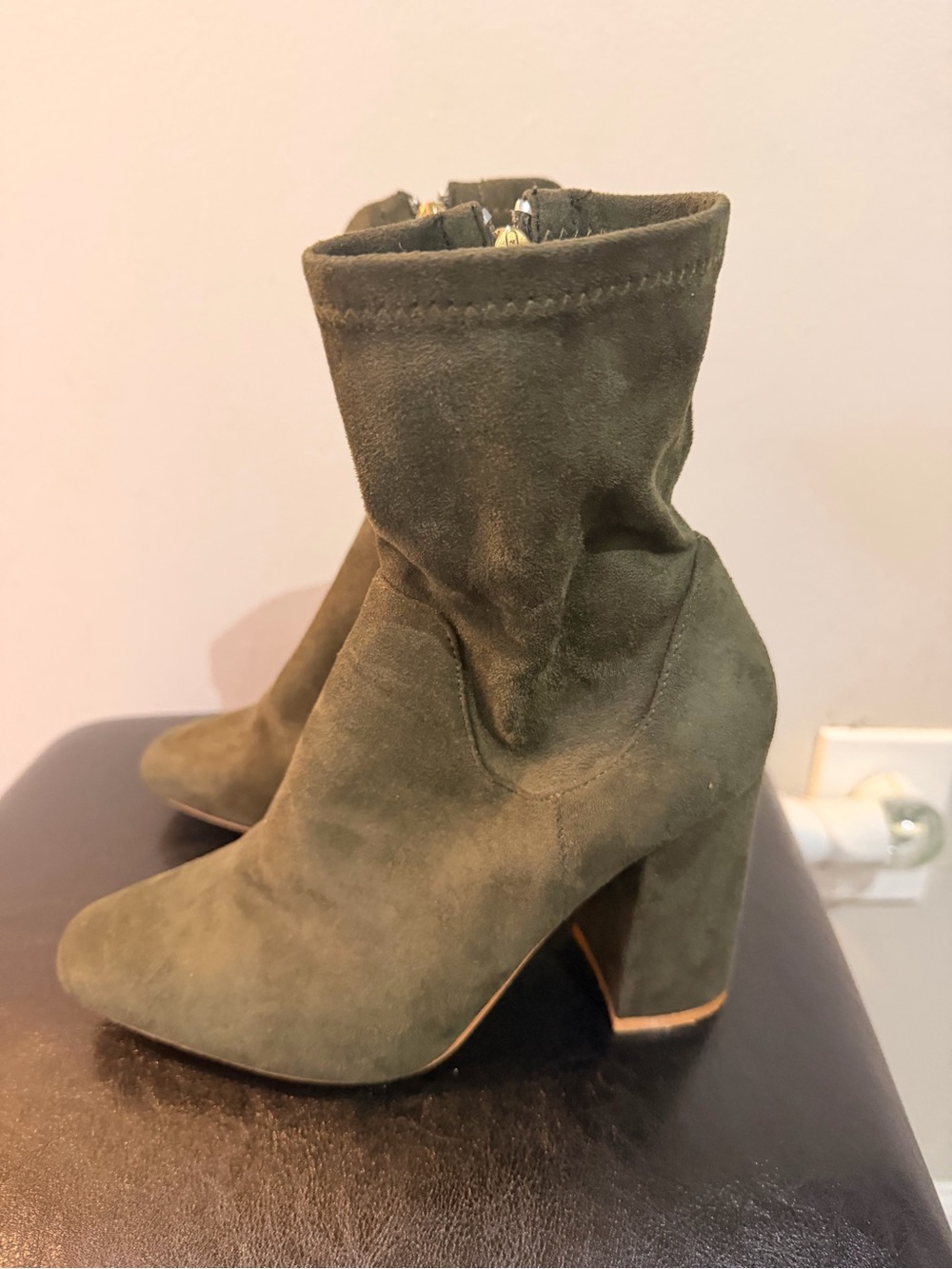 Cape Robbin Suede Ankle Bootie in Olive Green